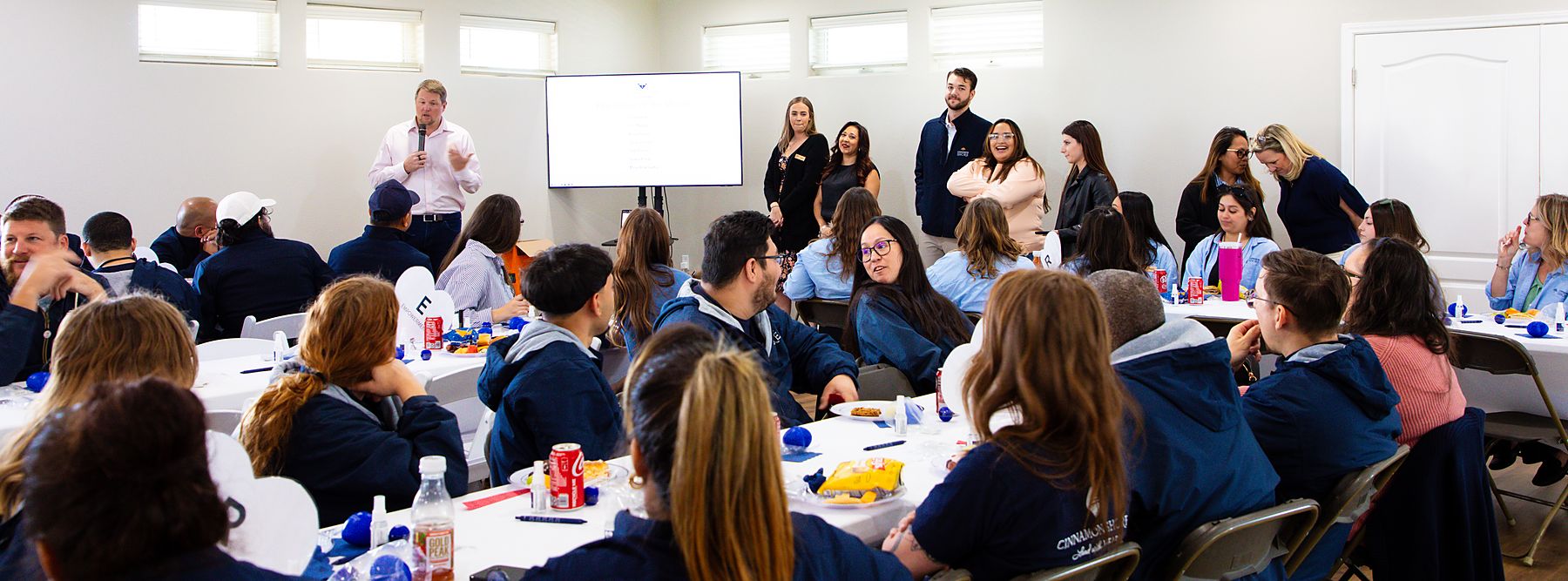 Cinnamon Shore staff gathered together at an all-staff meeting in Port Aransas